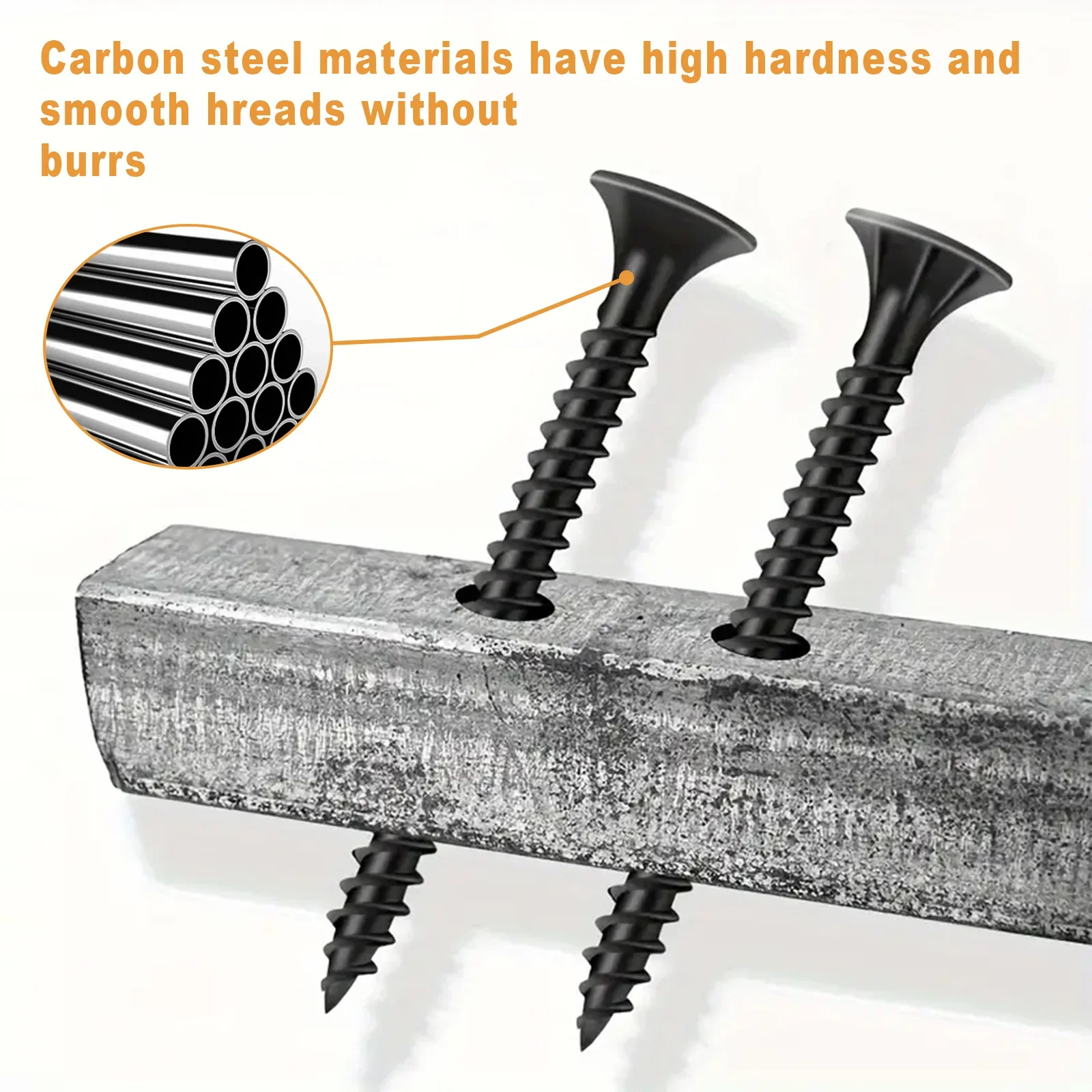 50Pcs M3.5 블랙 크로스 플랫 헤드 시트 금속 나사 드릴 목재 탄소강 나사 목재 가구 유지 보수에 적합