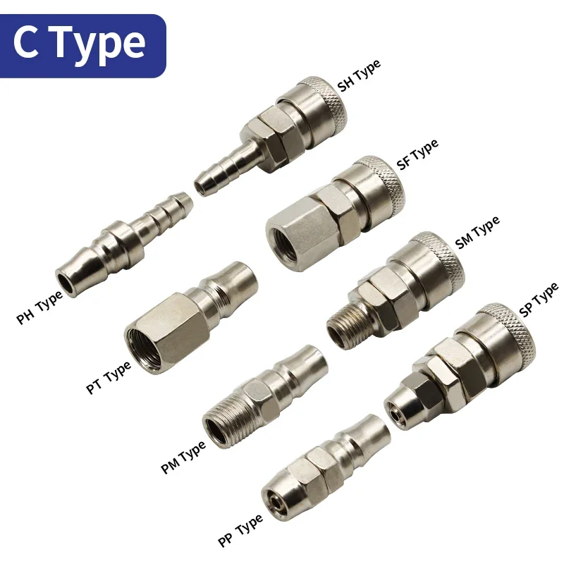 C 유형 SH PH SP PP SM PM SF 공압 커넥터 공기 호스 커플 링 압축기 액세서리 용 신속성 퀵 릴리스 피팅