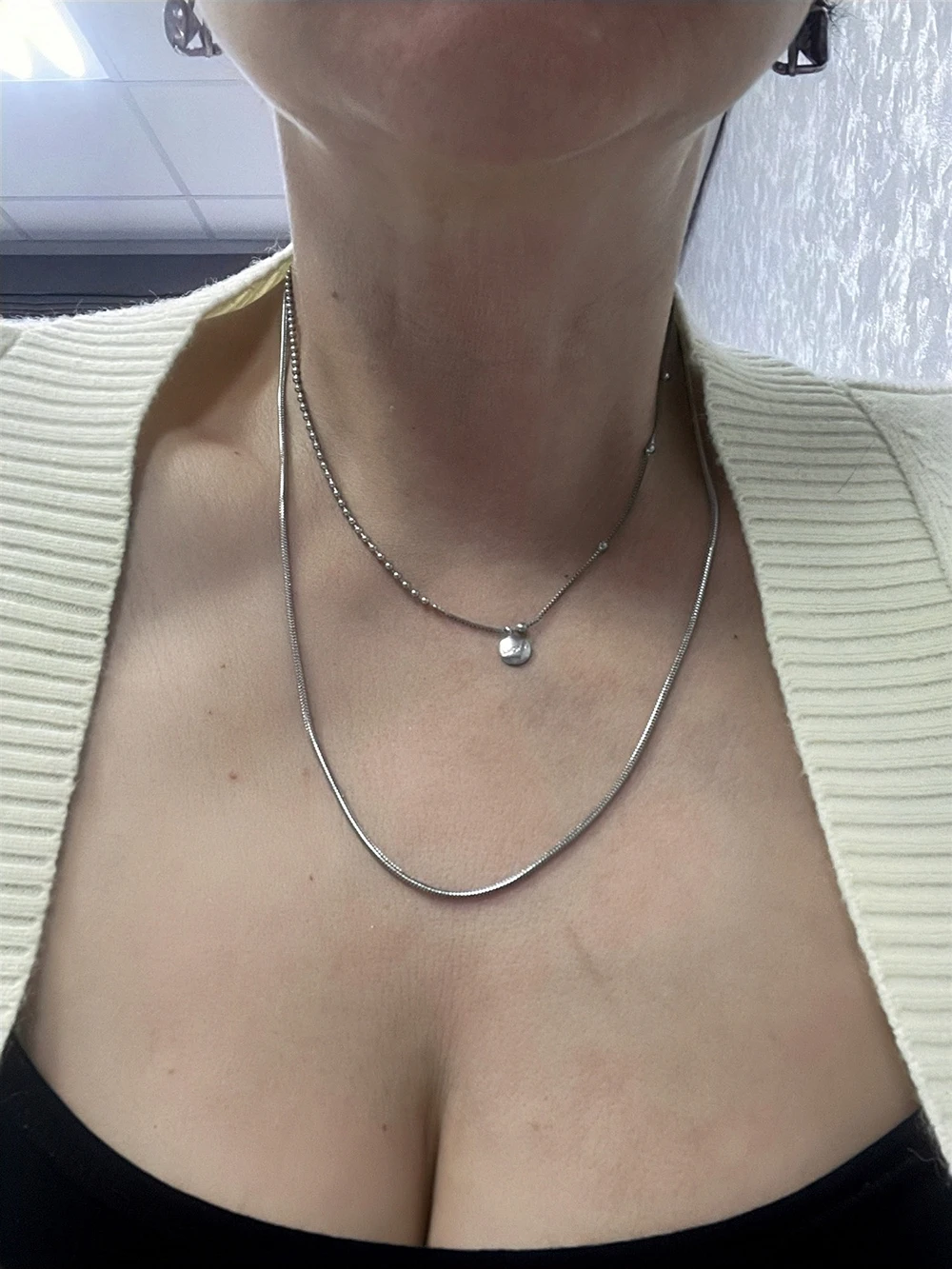 새로운 패션 스테인레스 스틸 체인 1.2-3mm 실버 색상 로즈 골드 목걸이 쥬얼리 진공 도금 액세서리 초커 칼라, 50cm