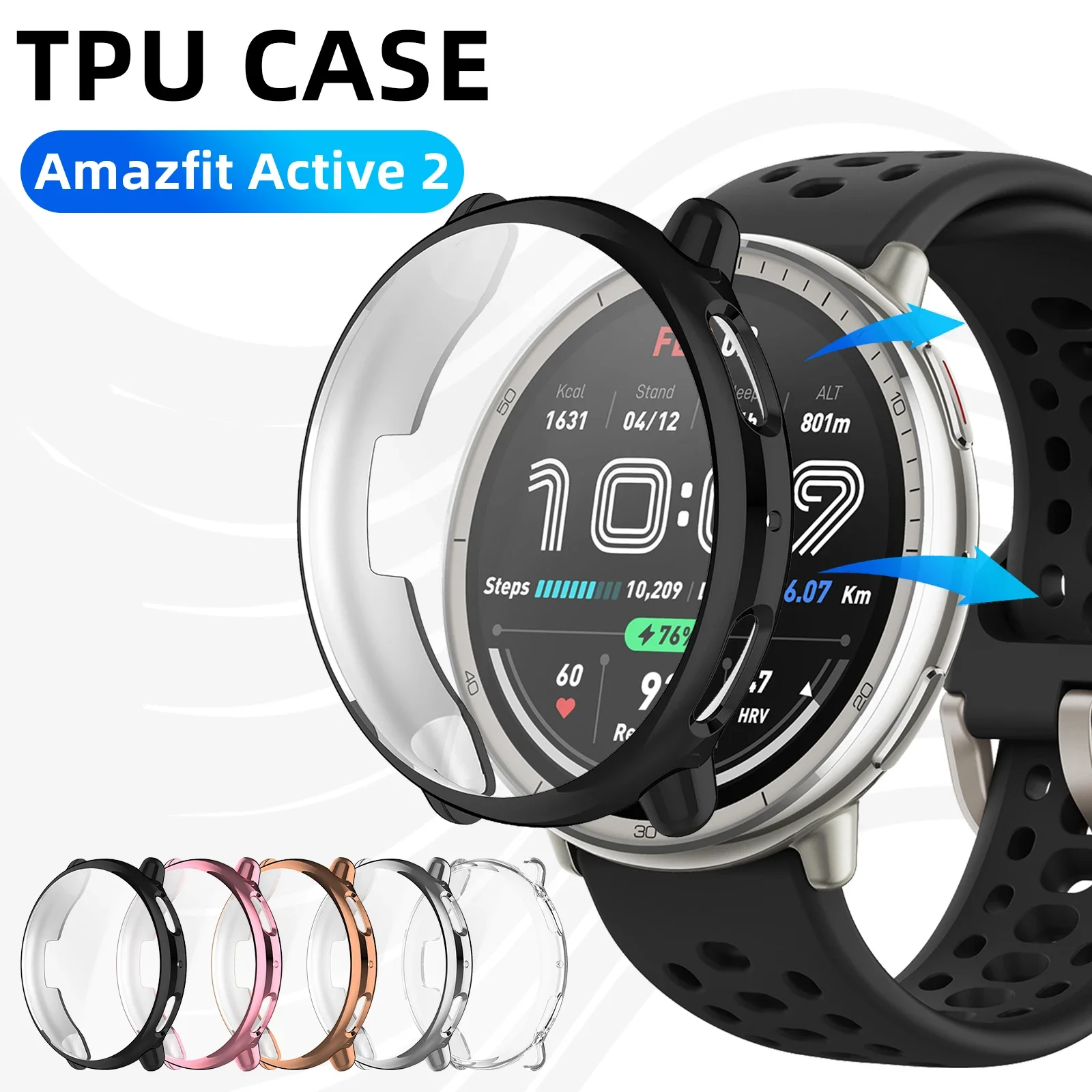 Amazfit Active 2 화면 보호기 케이스용 케이스 Active2 액세서리용 소프트 TPU 전방위 보호 범퍼 커버 쉘 title=Amazfit Active 2 화면 보호기 케이스용 케이스 Active2 액세서리용 소프트 TPU 전방위 보호 범퍼 커버 쉘 