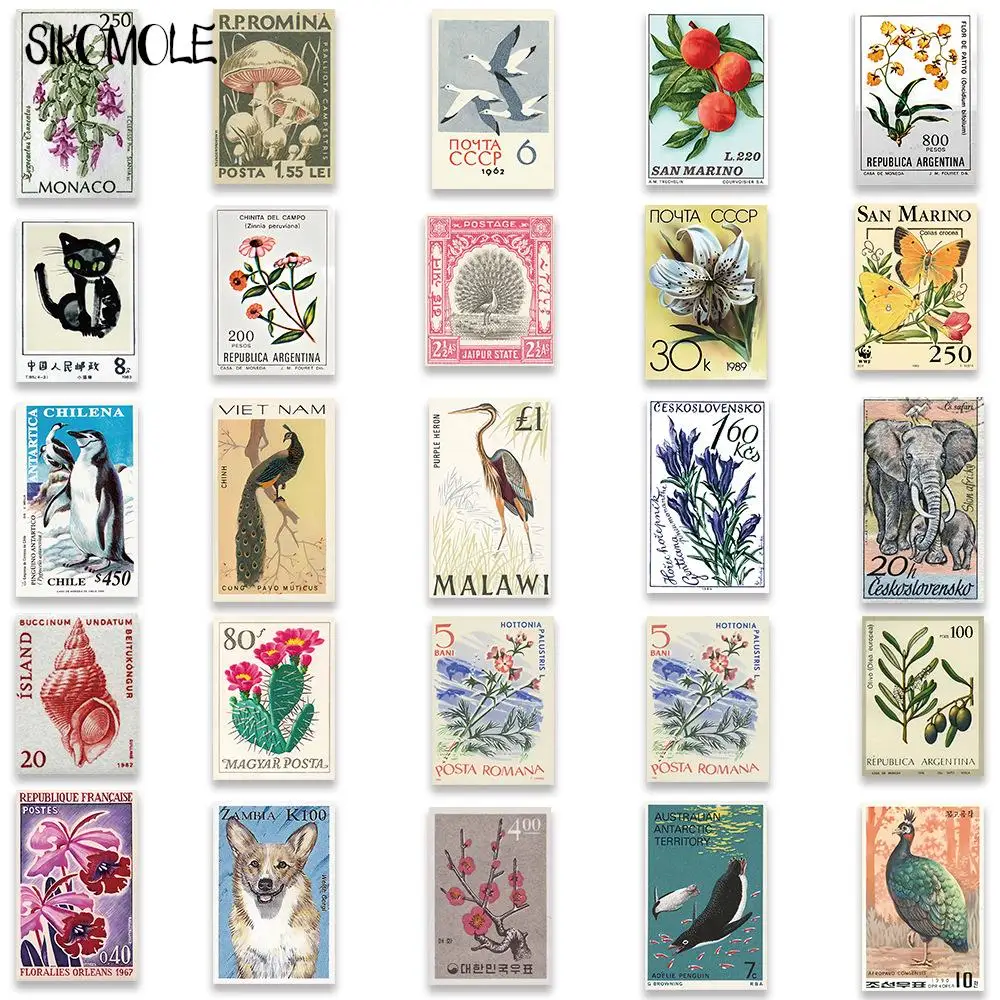 10/30/50PCS 만화 레트로 아트 스탬프 스티커 일본식 DIY 여행 수하물 기타 냉장고 노트북 낙서 스티커 아이 데칼