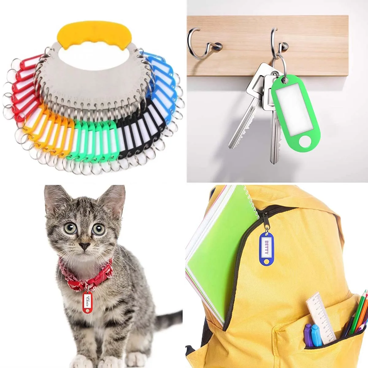 10/30Pcs 10 색 여러 가지 빛깔의 플라스틱 키 체인 ID 라벨 태그 수하물 ID 태그 호텔 번호 분류 카드 키 링 키 체인