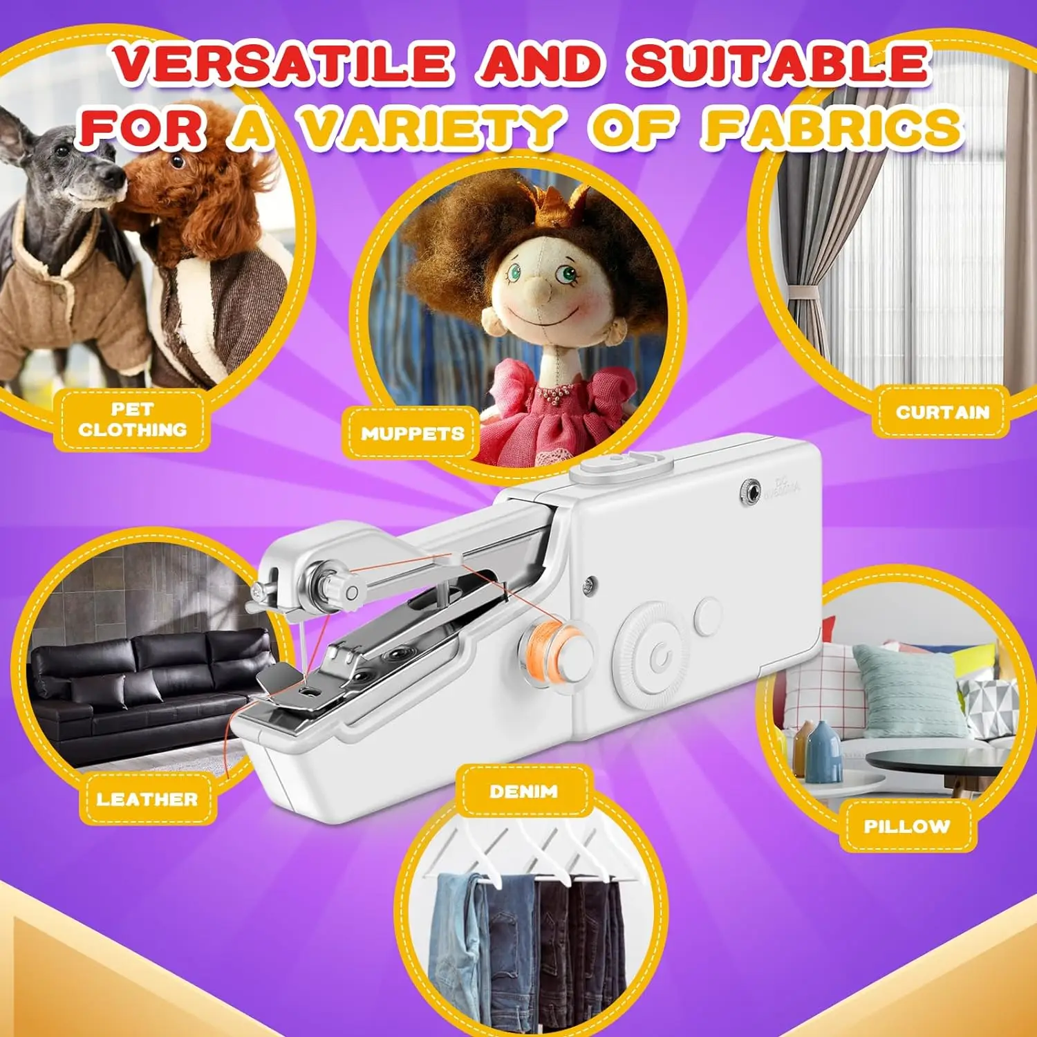 휴대용 미니 전기 재봉틀 바느질을위한 보빈이있는 휴대용 재봉틀 세공 홈 여행 재봉 액세서리