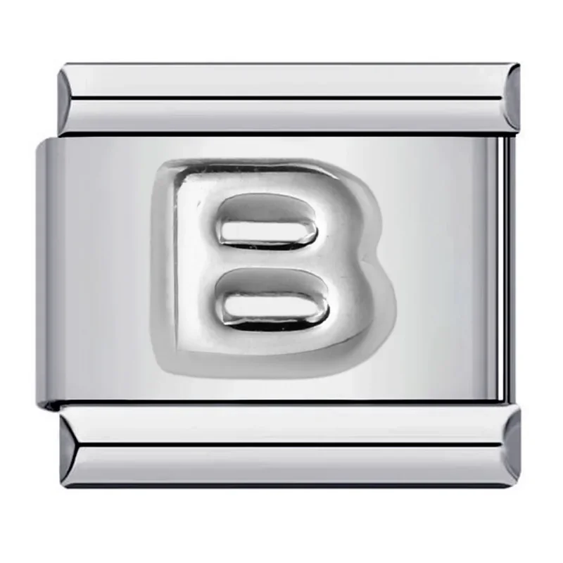 남녀공용 실버 글자 이름 이탈리아 참 핏, 9mm 스테인리스 스틸 모듈식 팔찌, 도매 주얼리, 2025 신제품