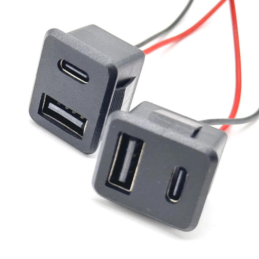 1/3PCS 20V 3A 더블 레이어 USB 여성 기본 유형-c 소켓 여성 USB 램프 충전 소켓 전원 소켓 케이블 3A 커넥터