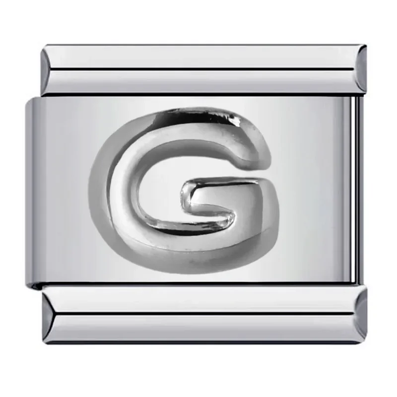 남녀공용 실버 글자 이름 이탈리아 참 핏, 9mm 스테인리스 스틸 모듈식 팔찌, 도매 주얼리, 2025 신제품