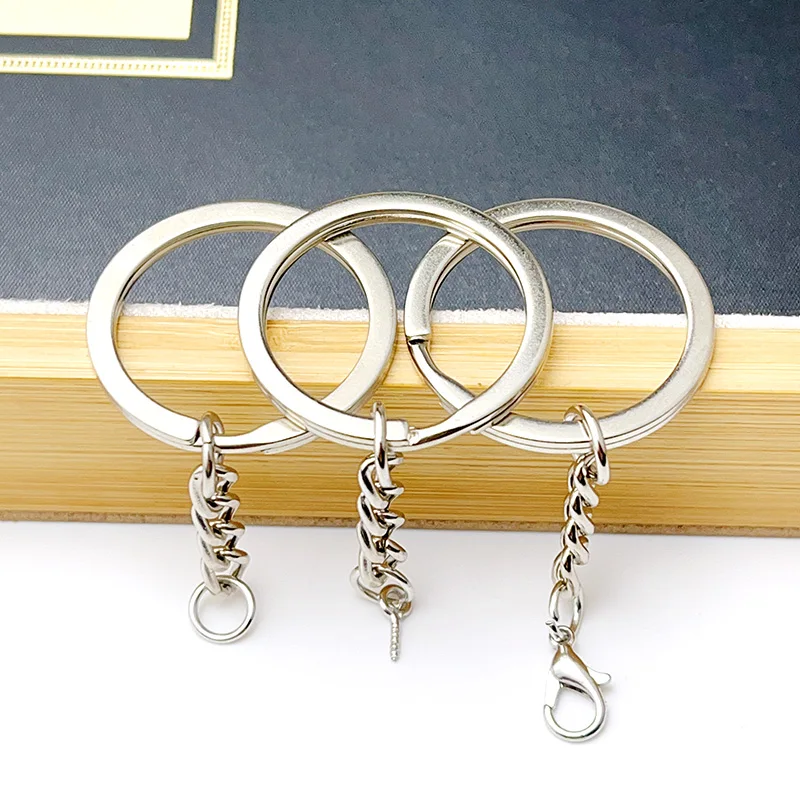 10-20Pcs 열쇠 고리 열쇠 고리 30mm 라운드 플랫 와이어 오픈 링 금속 열쇠 고리 DIY 쥬얼리 장난감 펜던트 만들기 도매 발견