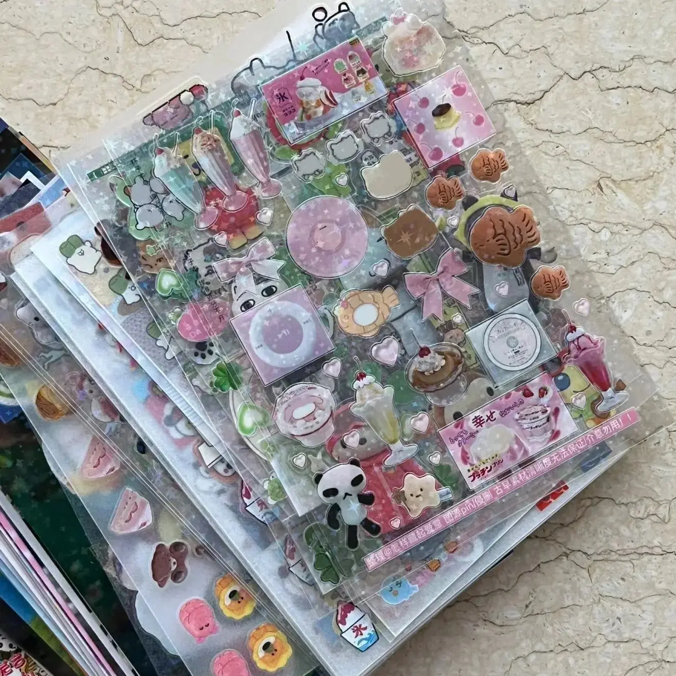 6pcs 반짝이 스티커 Y2K DIY Toploader Scrapbooking 저널 장식 스티커 전화 Kawaii 투명 애완 동물 스티커 선물 title=6pcs 반짝이 스티커 Y2K DIY Toploader Scrapbooking 저널 장식 스티커 전화 Kawaii 투명 애완 동물 스티커 선물