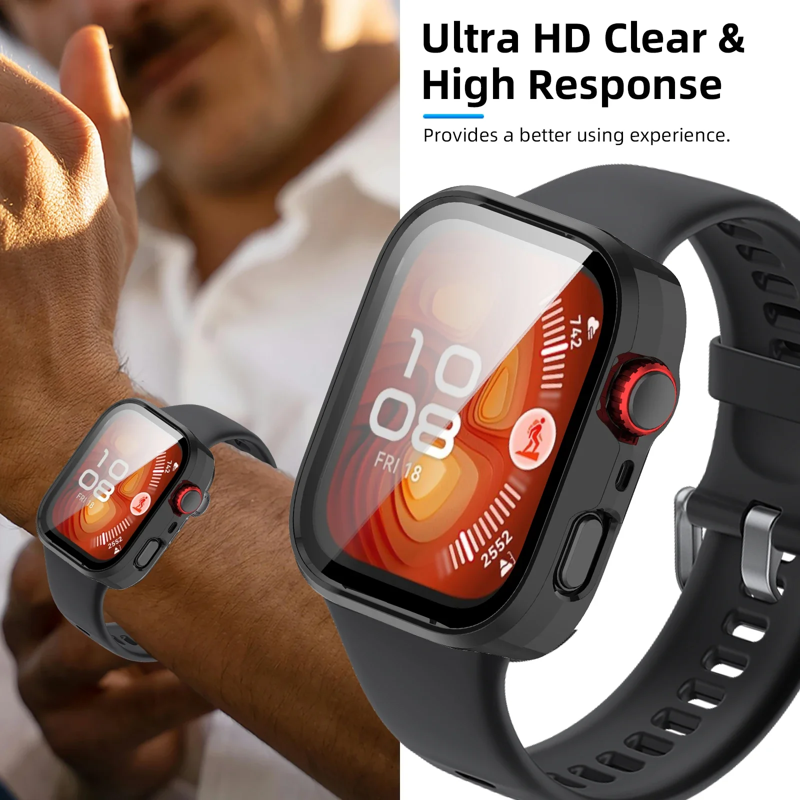 Huawei Watch Fit 4/4 Pro용 유리 + 케이스 Huawei Fit4 액세서리용 강화 유리 화면 보호기 및 하드 PC 보호 범퍼