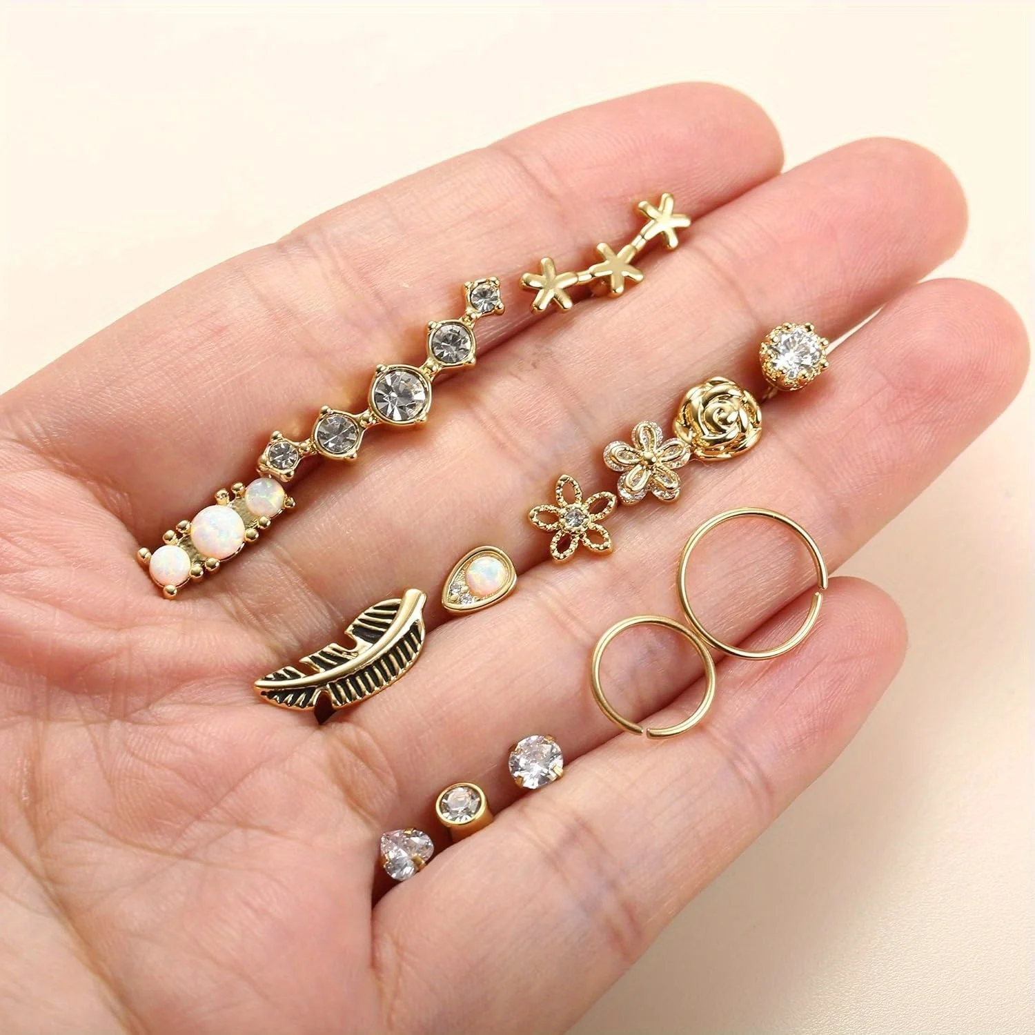 Drperfect 외과 스테인레스 스틸 16G 연골 귀걸이 스터드 헬릭스 소파 후프 피어싱 귀걸이 세트 오팔 반짝 이는 귀걸이