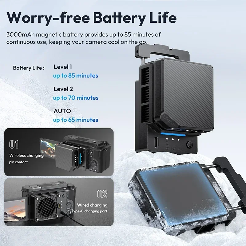 Ulanzi CU01 온도 조절 반도체 카메라 쿨러 카메라 냉각 팬 라디에이터 4K 녹화 키트 Sony Canon Nikon 용 방열판