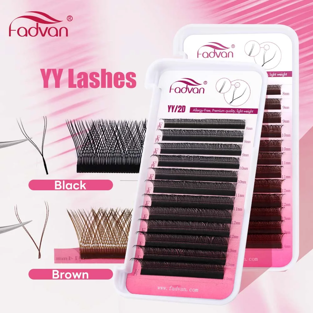Fadvan 싱글 팁/더블 팁 YY 모양 블랙 브라운 속눈썹 연장 C/D/L/LU/L+ 컬 고품질 개별 속눈썹 title=Fadvan 싱글 팁/더블 팁 YY 모양 블랙 브라운 속눈썹 연장 C/D/L/LU/L+ 컬 고품질 개별 속눈썹