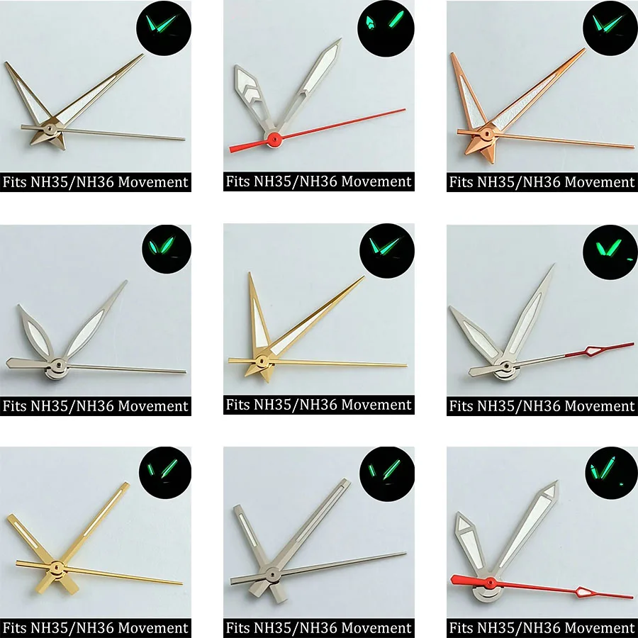 고품질 시계 액세서리 시계 포인터 NH 시리즈 35 NH36 손 녹색 빛나는 N H35/NH36 무브먼트에 적합