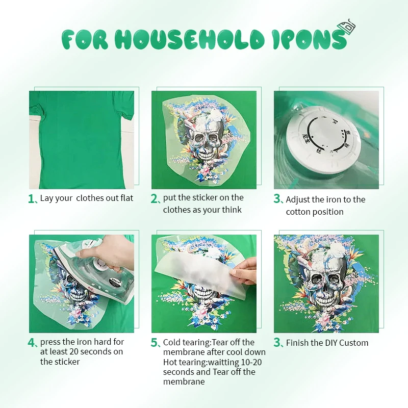 DTF 열전사 맞춤 로고 또는 사진 프레스 가능한 사진 다리미 열 스티커 의류 DIY