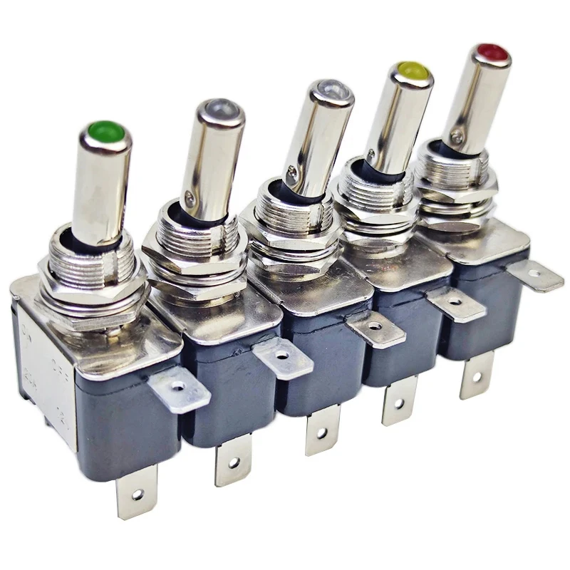 1Pcs 12V 20A 조명 LED 토글 스위치 자동 자동차 보트 트럭 빨간색 파란색 녹색 노란색 흰색