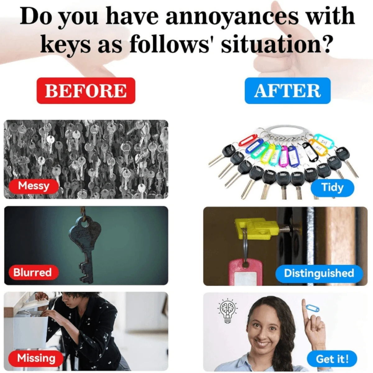 10/30Pcs 10 색 여러 가지 빛깔의 플라스틱 키 체인 ID 라벨 태그 수하물 ID 태그 호텔 번호 분류 카드 키 링 키 체인