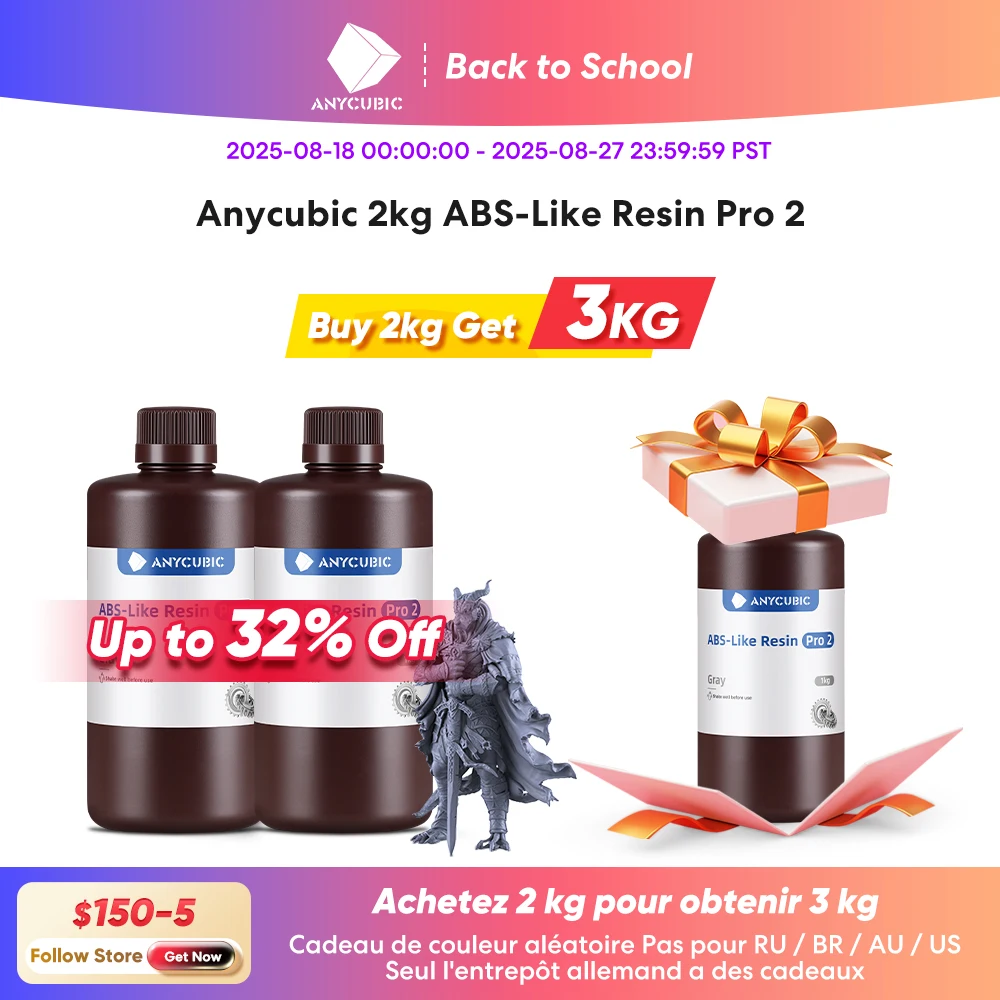 ANYCUBIC LCD 3D 프린터용 감광성 폴리레진, 수축 최소화, 고정밀, ABS 프로 2 송진, 405nm title=ANYCUBIC LCD 3D 프린터용 감광성 폴리레진, 수축 최소화, 고정밀, ABS 프로 2 송진, 405nm 
