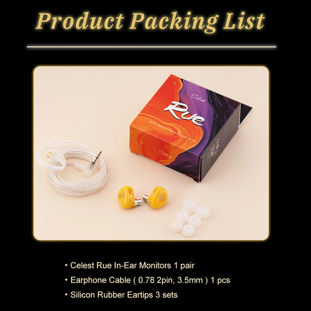 Kinera Celest Rue 이어폰 이어폰 복합 티타늄 다이어프램 6mm 마이크로 다이나믹 드라이버 헤드셋 케이블 Hifi 음악 IEM 선물용