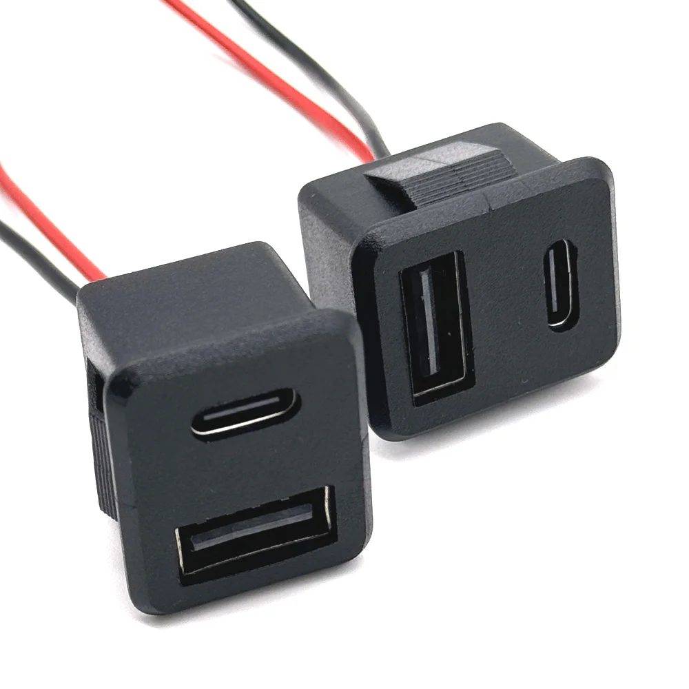 1/3PCS 20V 3A 더블 레이어 USB 여성 기본 유형-c 소켓 여성 USB 램프 충전 소켓 전원 소켓 케이블 3A 커넥터