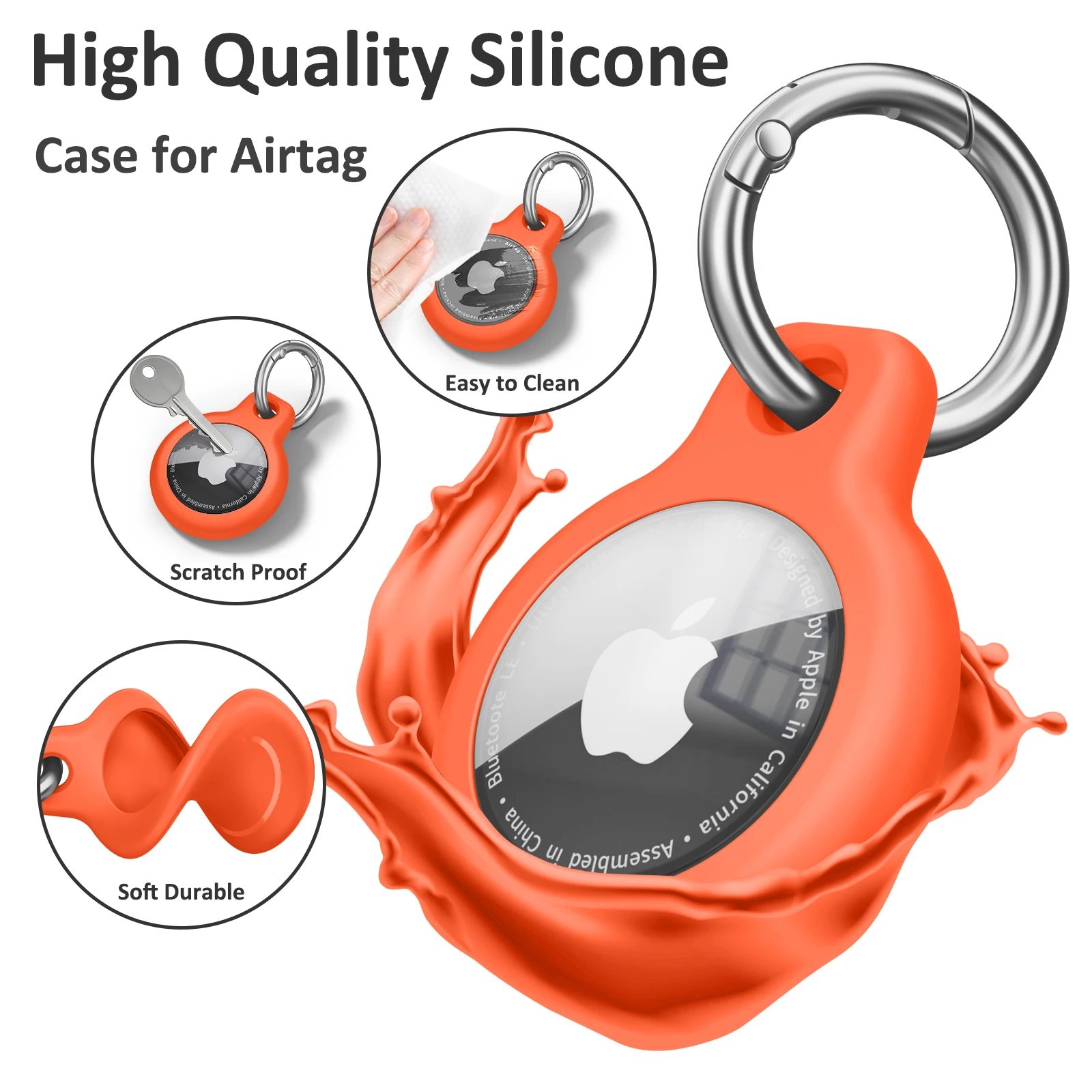 키체인 보호 쉘 트래커 액세서리가 있는 Apple 에어 태그 홀더용 TPU 커버 Apple 에어 태그 케이스용 스크래치 방지 슬리브