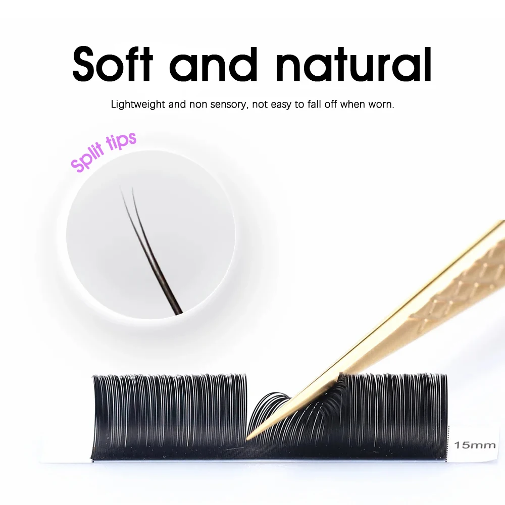 MASSCAKU 슈퍼 소프트 타원형 모양 속눈썹 0.15 0.20 두께 자연 가짜 밍크 속눈썹 확장 맞춤형 로고 매트 플랫 속눈썹