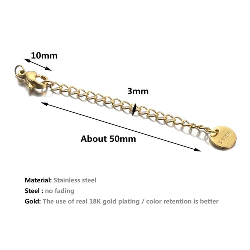 10 개/몫 스테인레스 스틸 확장 확장 테일 체인 랍스터 걸쇠 커넥터 DIY 쥬얼리 결과 팔찌 목걸이 만들기