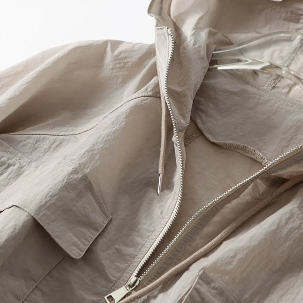 심플한 얇은 자외선 차단 의류, 루즈한 여름 긴팔 재킷, 방수 속건성 여성 코트, 야외 스포츠