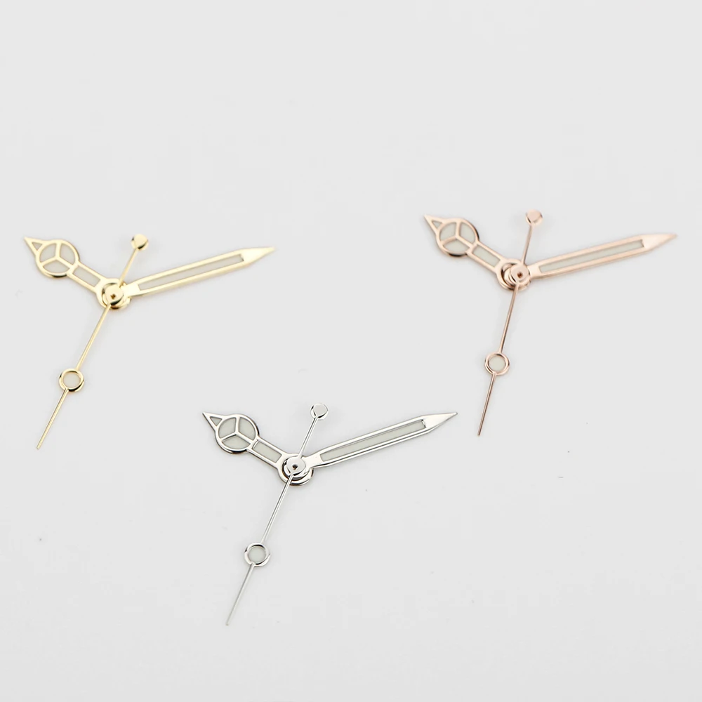 NH35 NH36 광택 핸즈 시계 포인터 8*12*13.5mm 로즈 골드 실버 핸즈 다이버 Aiguille Hands C3 블루 그린 루미너스