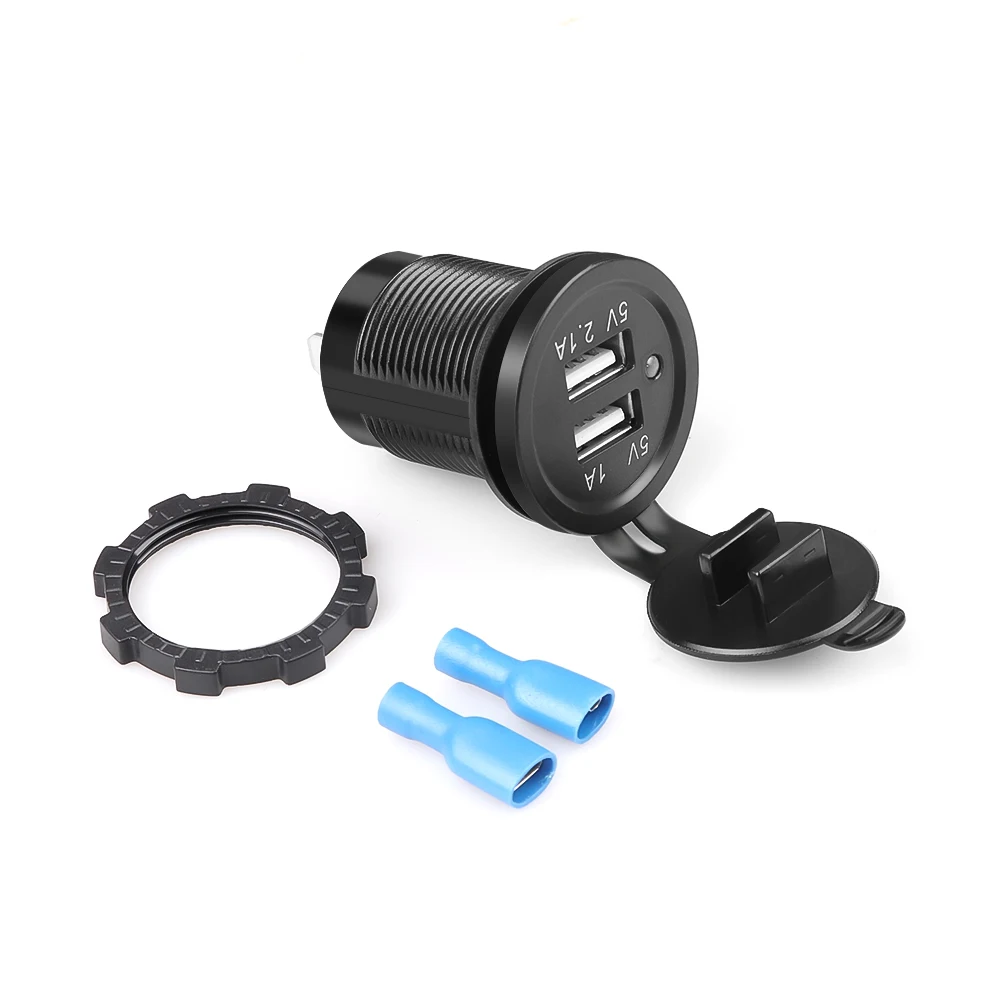 KEBID 12V 듀얼 USB 포트 자동차 충전기 소켓 플러그 자동 보트 방수 휴대 전화 충전 어댑터에 대 한 담배 라이터 콘센트