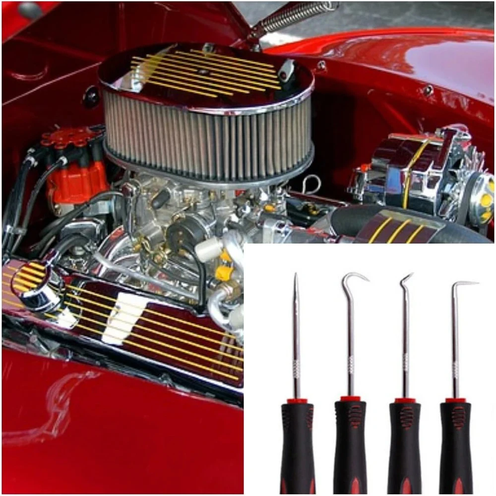 4pcs 160mm 자동 자동차 오일 씰 스크류 드라이버 세트 호스 제거 후크 세트 O-링 씰 가스켓 풀러 리무버 선택 후크 수리 도구