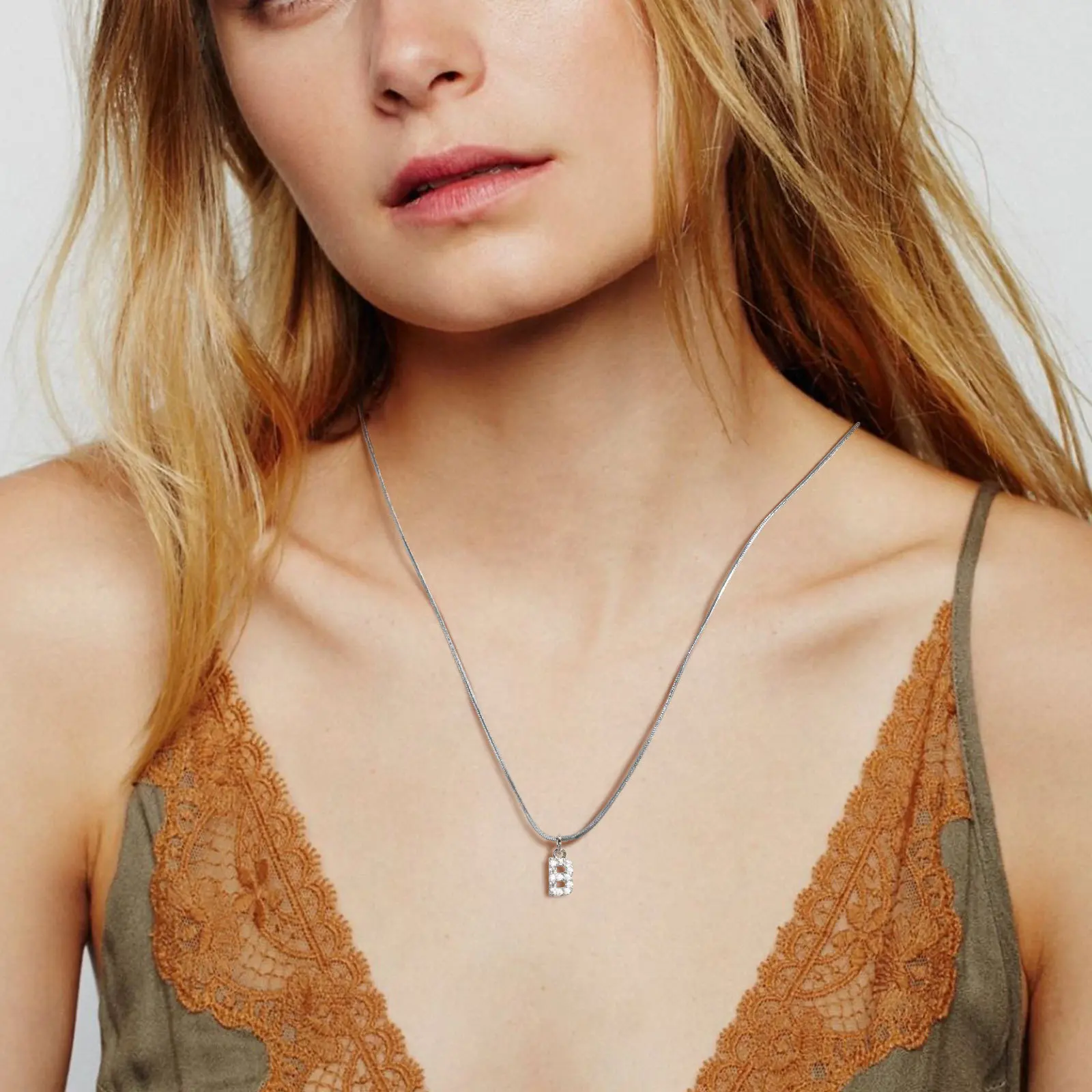 여성용 이니셜 펜던트 목걸이, 알파벳 펜던트, 뱀 체인 목걸이, 우아한 홀리데이 패션 주얼리 칼라, 26 글자 A-Z