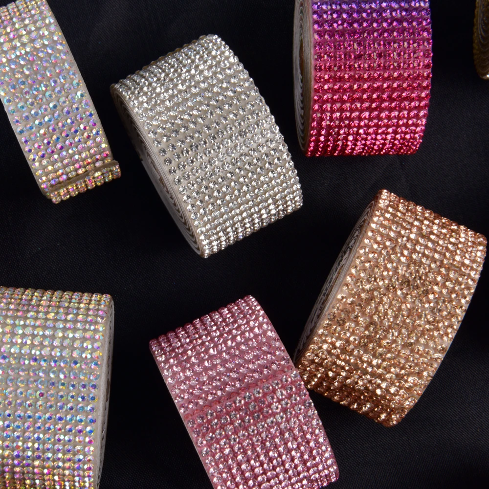 자기 접착제 크리스탈 라인 석 스티커 다이아몬드 리본 DIY 스티커 라인 석 예술 공예 자동차 전화 장식 Dropshipping