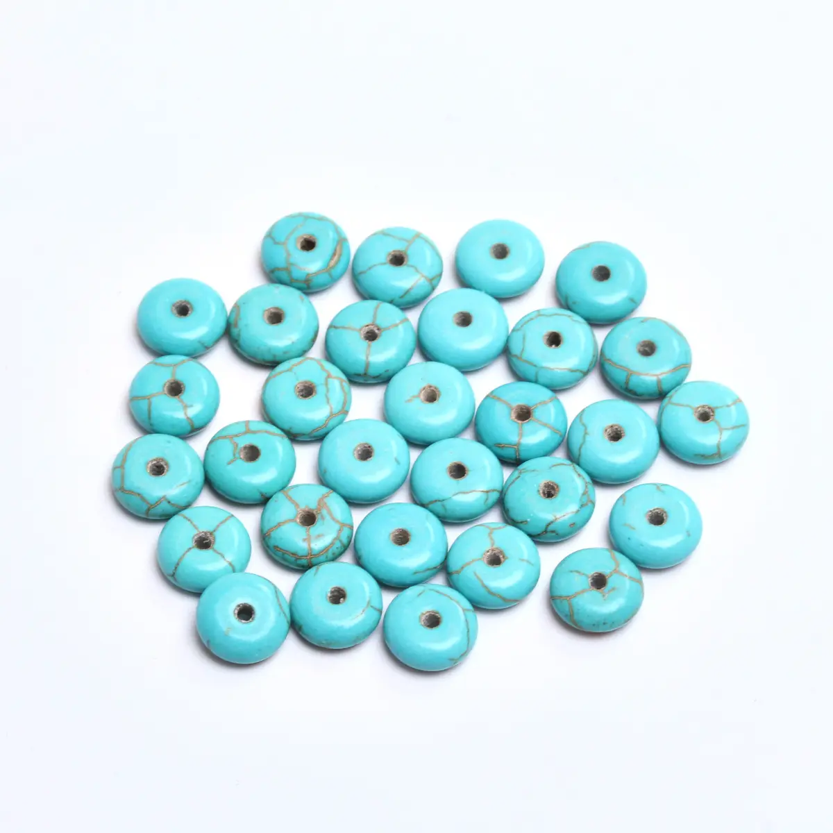 6mm/8mm/12mm/14mm/16mm 천연석 녹색 청록색 스페이서 플랫 라운드 비즈 50/30/15/10/5 개/가방 Diy 쥬얼리 만들기위한