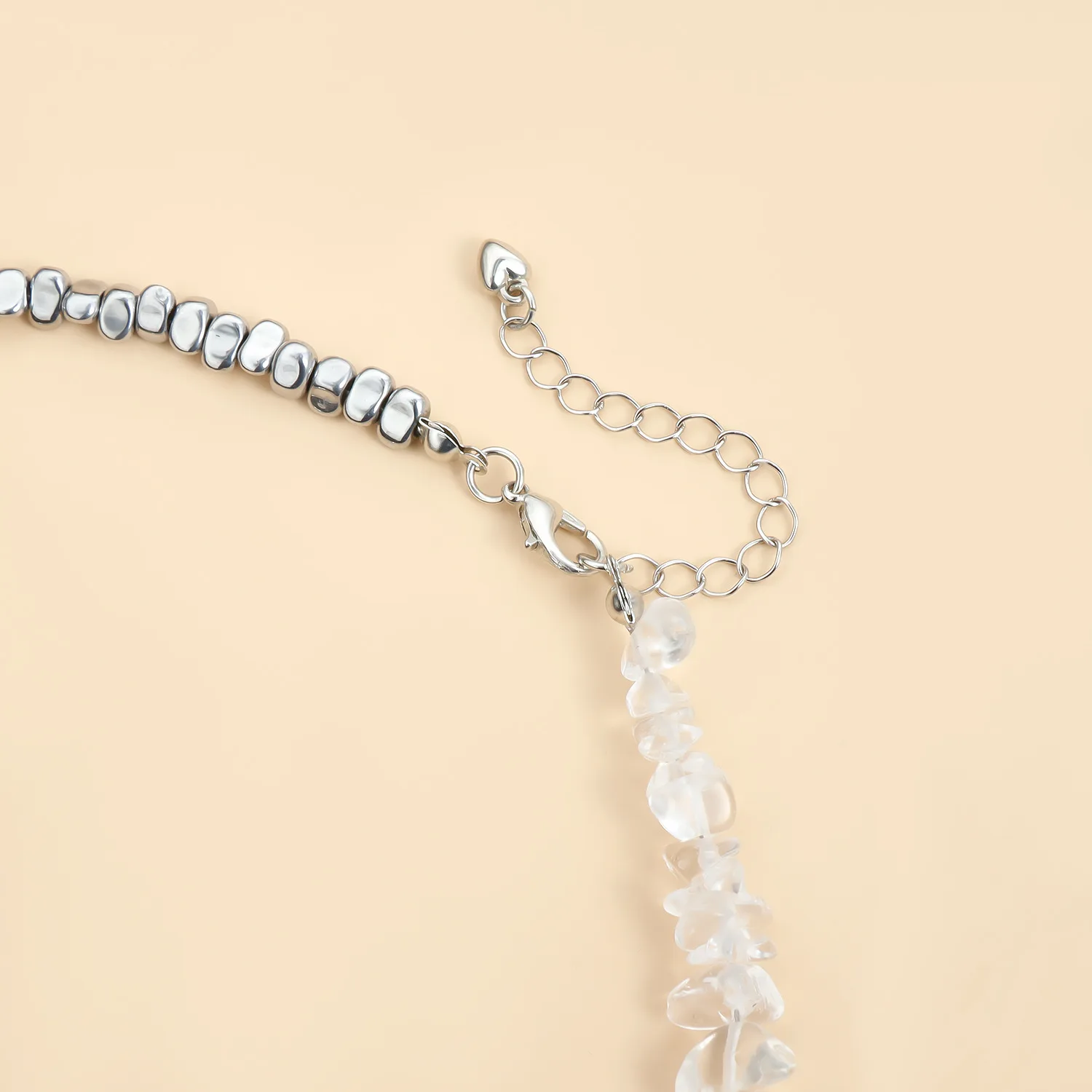 LATS 여성용 우아한 불규칙한 합금 크리스탈 패널 하트 펜던트 목걸이, 체인 초커, 디너 파티 패션 주얼리