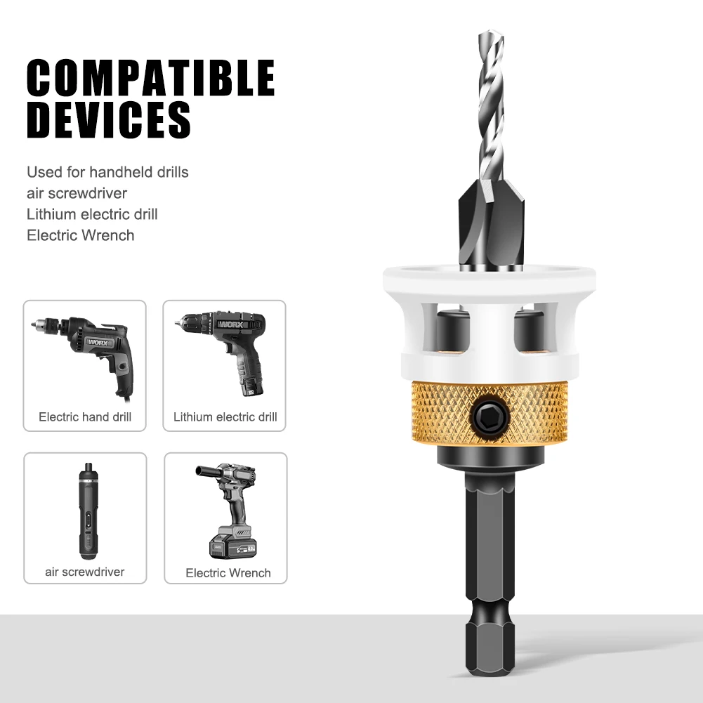 목공 제한 4개의 가장자리 카운터싱크 드릴 합금 드릴 콘 드릴 조정 가능한 깊이 스텝 드릴 나사 카운터싱크 드릴 비트
