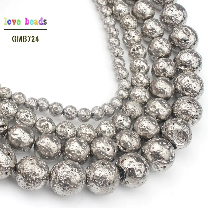 천연석 화이트 라바 라운드 루즈 비즈 4mm 6mm 8mm 10mm, DIY 목걸이 팔찌 쥬얼리 액세서리 만들기