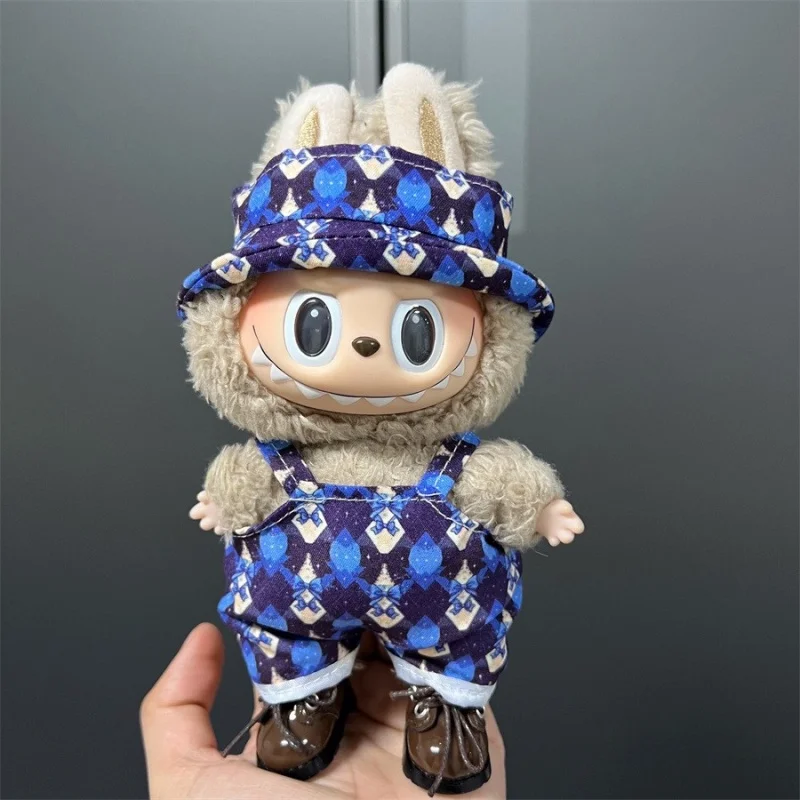 17cm Labubu를위한 귀여운 미니 봉제 인형 옷 다양한 종류의 작업복 의류 액세서리