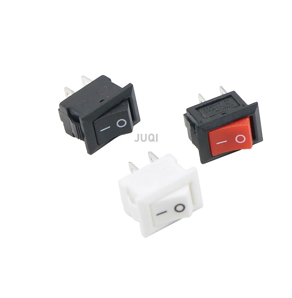 3/5/10Pcs KCD11-101 푸시 버튼 스위치 3A/250V 미니 블랙 레드 화이트 10*15mm 2 핀 ON/OFF SPST 로커 스위치