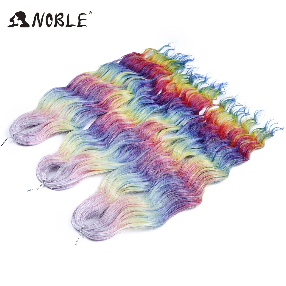 노블 헤어 워터 웨이브 트위스트 크로셰 헤어 합성 브레이드 헤어 옴브레 금발 핑크, 딥 웨이브 브레이드 헤어 익스텐션, 24 인치