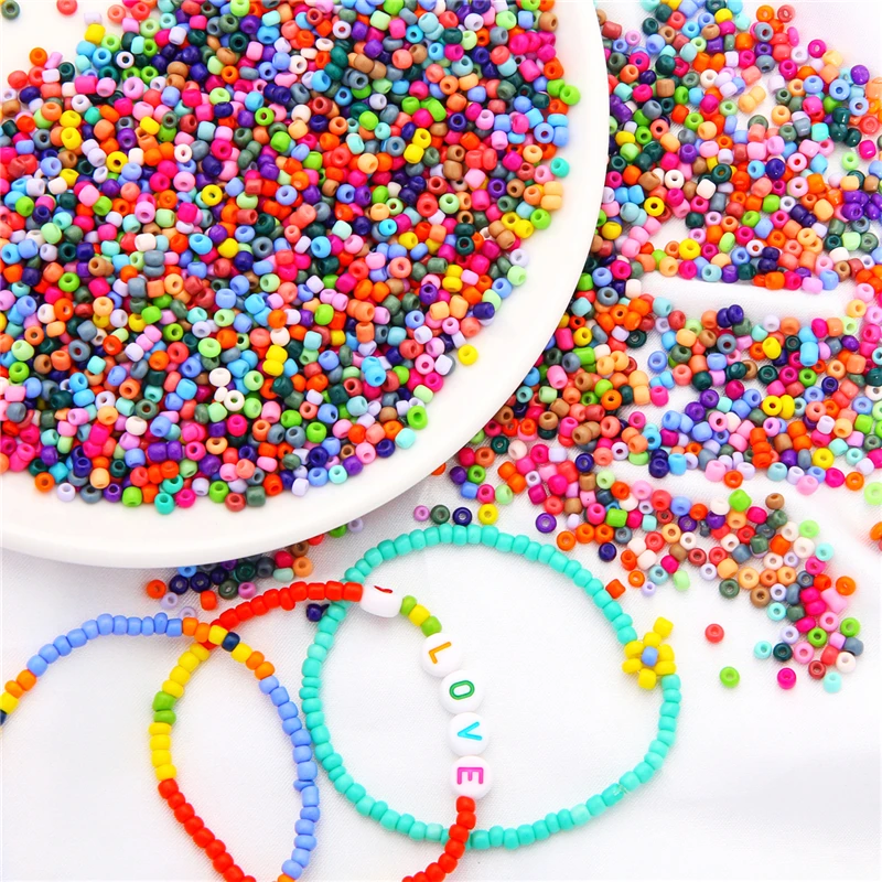 2/3/4mm 고품질 내마모 균일한 솔리드 컬러 유리 쌀 구슬 - 수제 DIY 주얼리 제작용 (팔찌/목걸이)