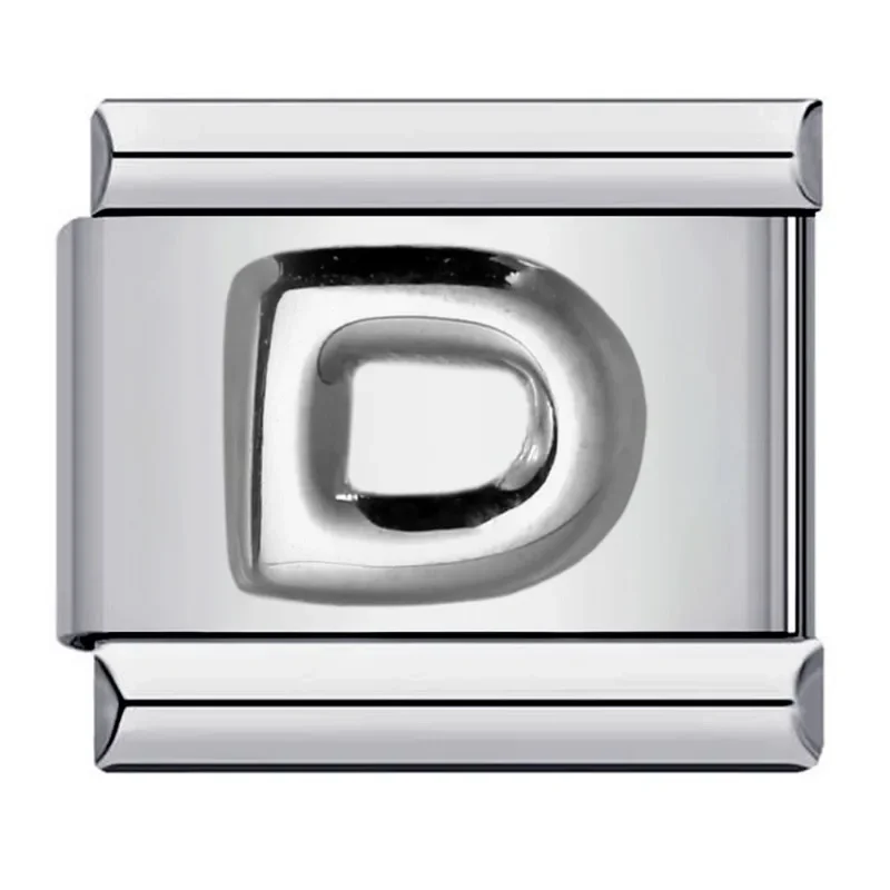 남녀공용 실버 글자 이름 이탈리아 참 핏, 9mm 스테인리스 스틸 모듈식 팔찌, 도매 주얼리, 2025 신제품