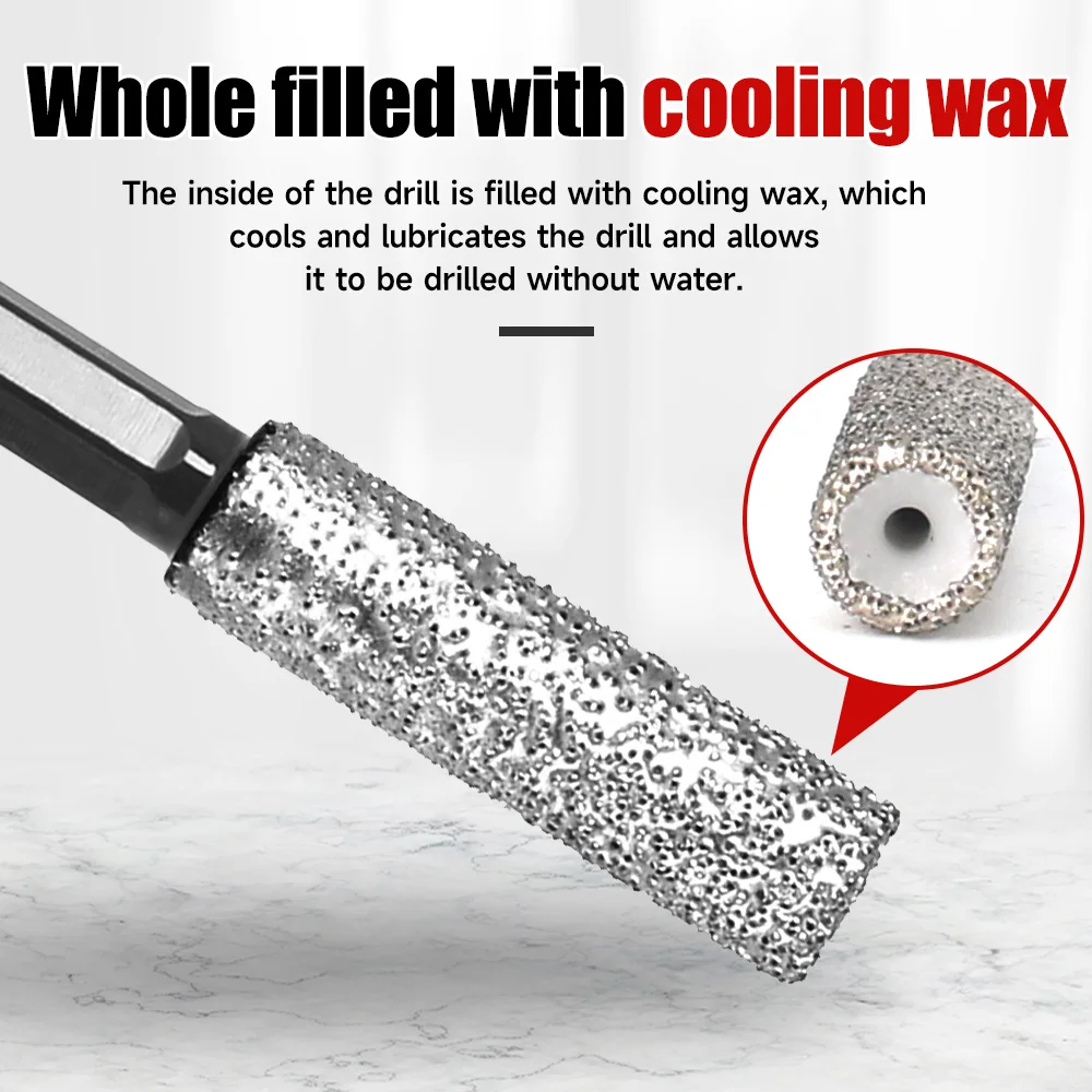 건식 세라믹 타일, 대리석, 화강암 및 도자기용 드릴링 및 연삭 육각 생크 다이아몬드 드릴 비트 구멍 톱 6-12mm