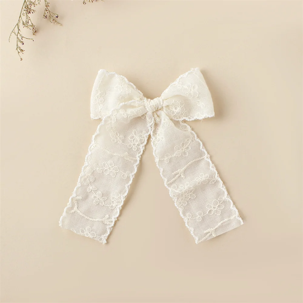 머리핀아기 머리핀헤어핀 여아용 귀여운 머리핀 바레트, 여아용 머리핀, 흰색 레이스 리본, 헤어 클립, 학교 여아, 어린이 모자, 어린이 헤어 액세서리, 1 개