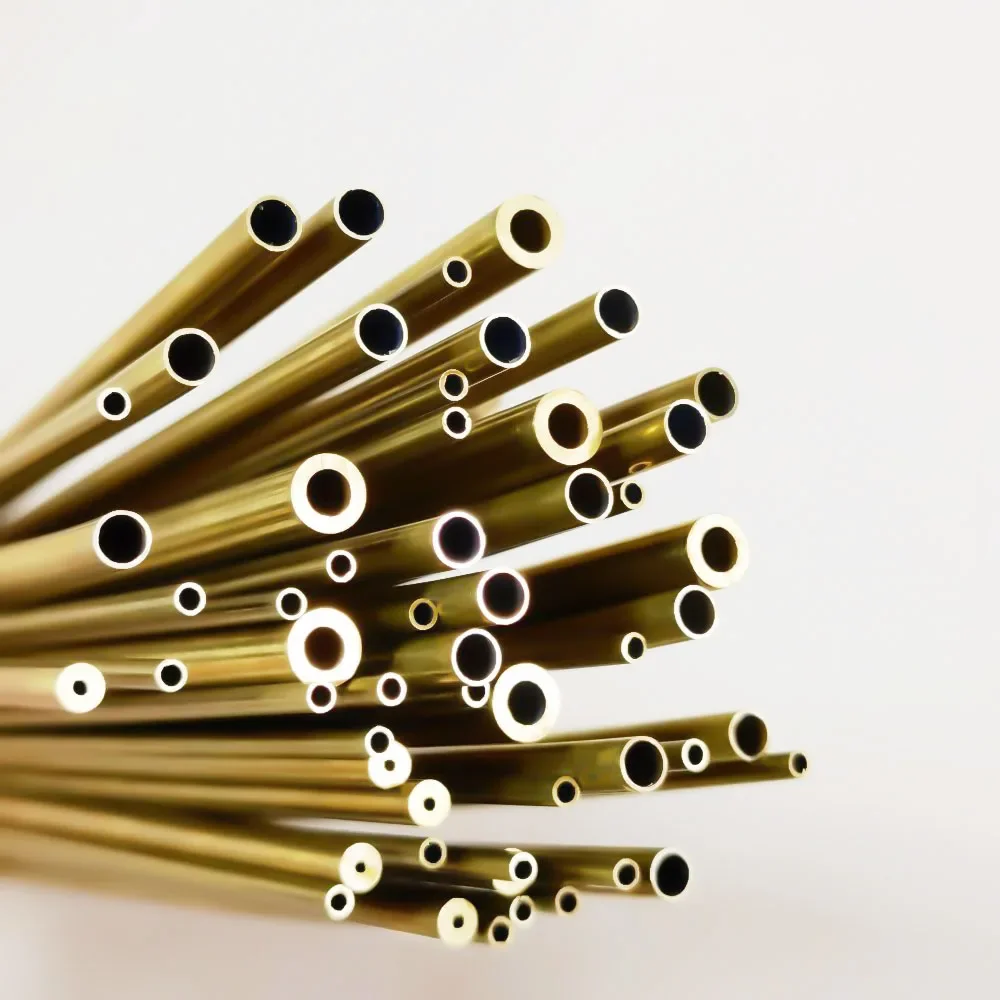 황동 튜브 OD1-7.5mm 길이 300 500mm 원형 황동 합금 파이프 직선형 작은 외경 마감 그리기 정밀한 두께 0.2-3