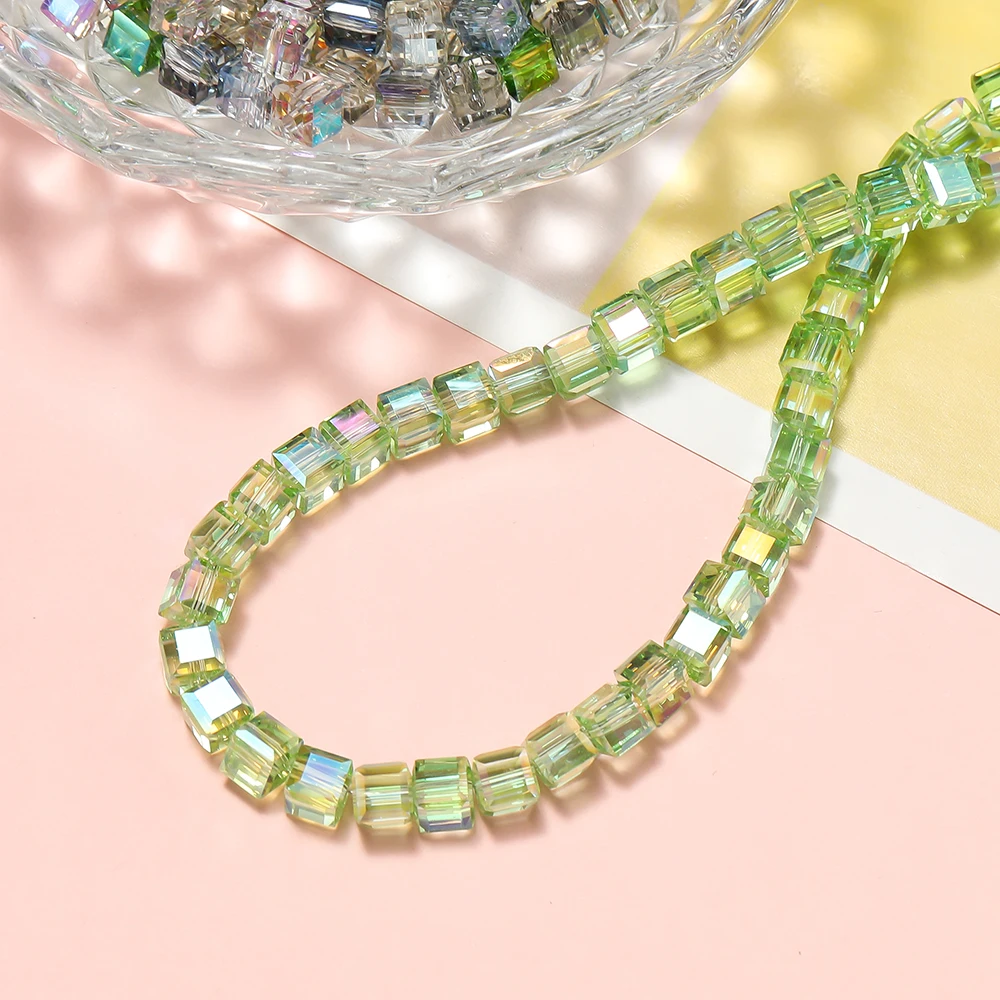 주얼리 제작용 크리스탈 스퀘어 비즈 면, 정교한 비즈, DIY 참 팔찌, 목걸이 액세서리, 로트 당 10 개, 6mm