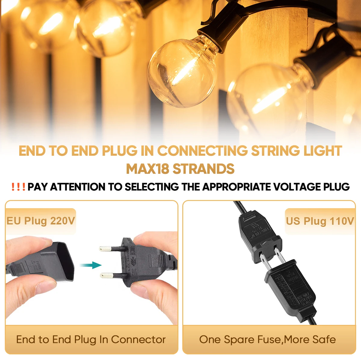깨지지 않는 G40 조명 화환 220V 110V Led 문자열 빛 E12 방수 연결 가능한 야외 뒷마당 크리스마스 조명 장식