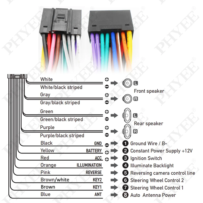 ISO 배선 하네스 어댑터, 2Din 차량용 안드로이드 라디오 헤드 유닛(16핀 포함), 자동차 전기 케이블, 플러그 앤 플레이
