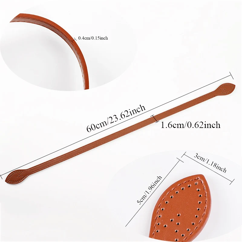 2Pcs 60cm PU 가죽 가방 핸들 숄더 가방 스트랩 교체 핸드백 벨트 스트랩 DIY DIY 여성 수제 가방 액세서리