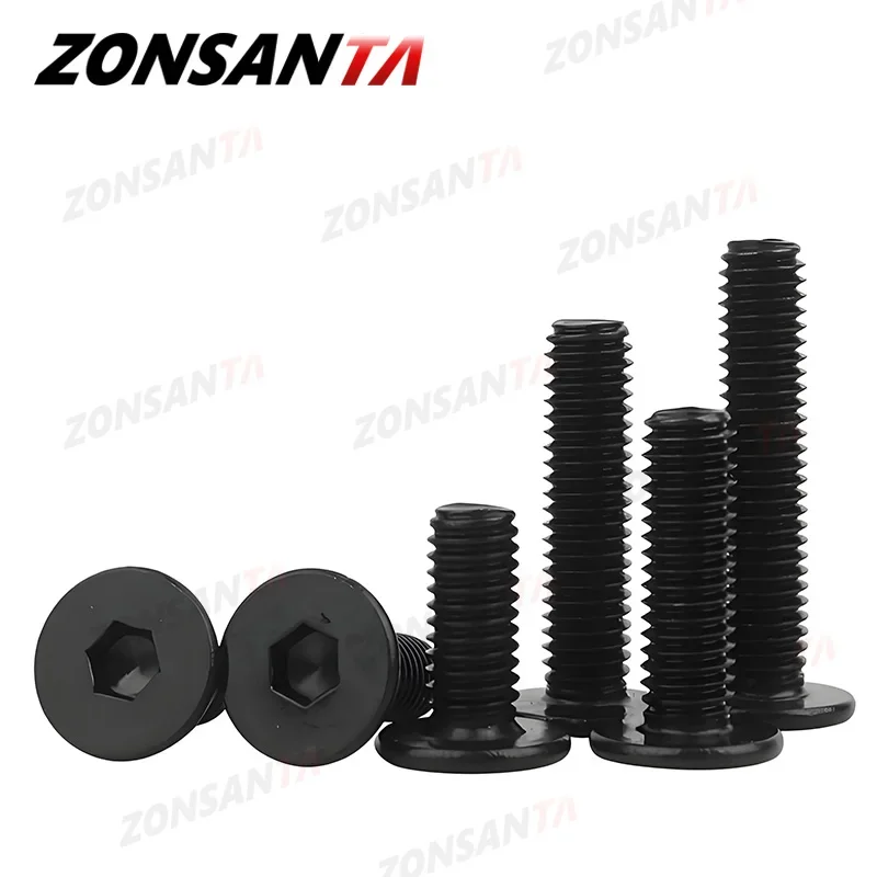 검정색 304 스테인레스 스틸 알렌 육각형 초박형 헤드 볼트 육각 소켓 초박형 플랫 웨이퍼 헤드 나사 M2 M2.5 M3 M4 M5 M6 M8