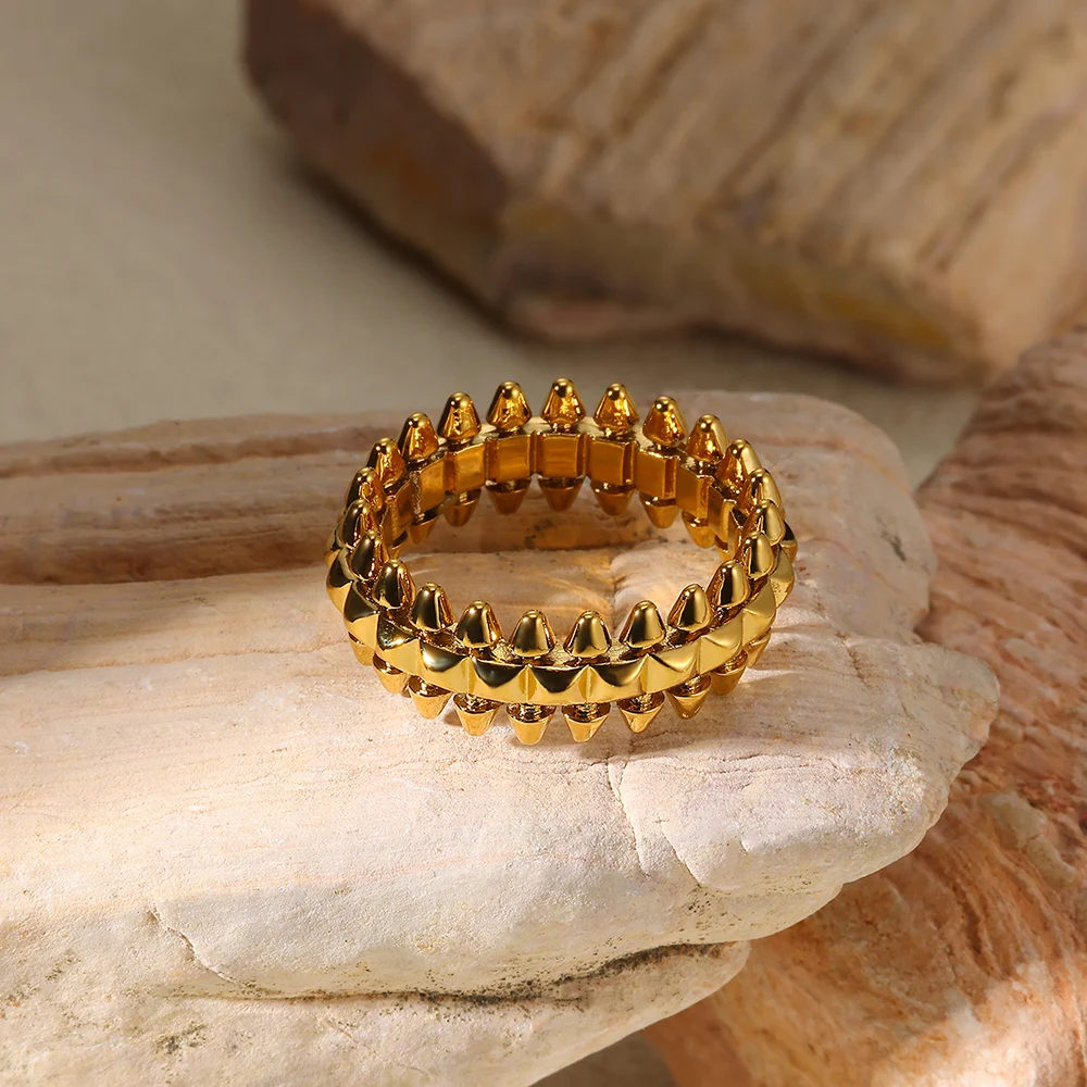 스테인레스 스틸 크리에이티브 기하학 리벳 반지, 부드러운 와이드 링, 웨딩 절묘한 클래식 펑크 쥬얼리 선물, 2025